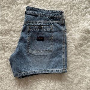 Medium wash jean shorts